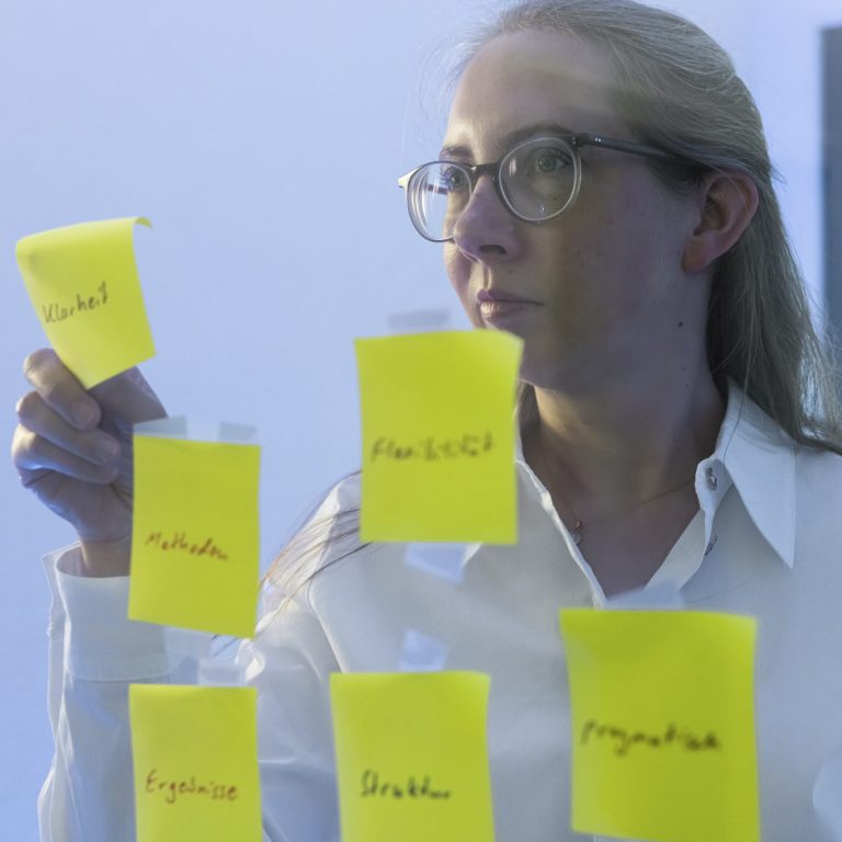 Besprechungsraum mit Whiteboard mit kompliziertem Projektplan